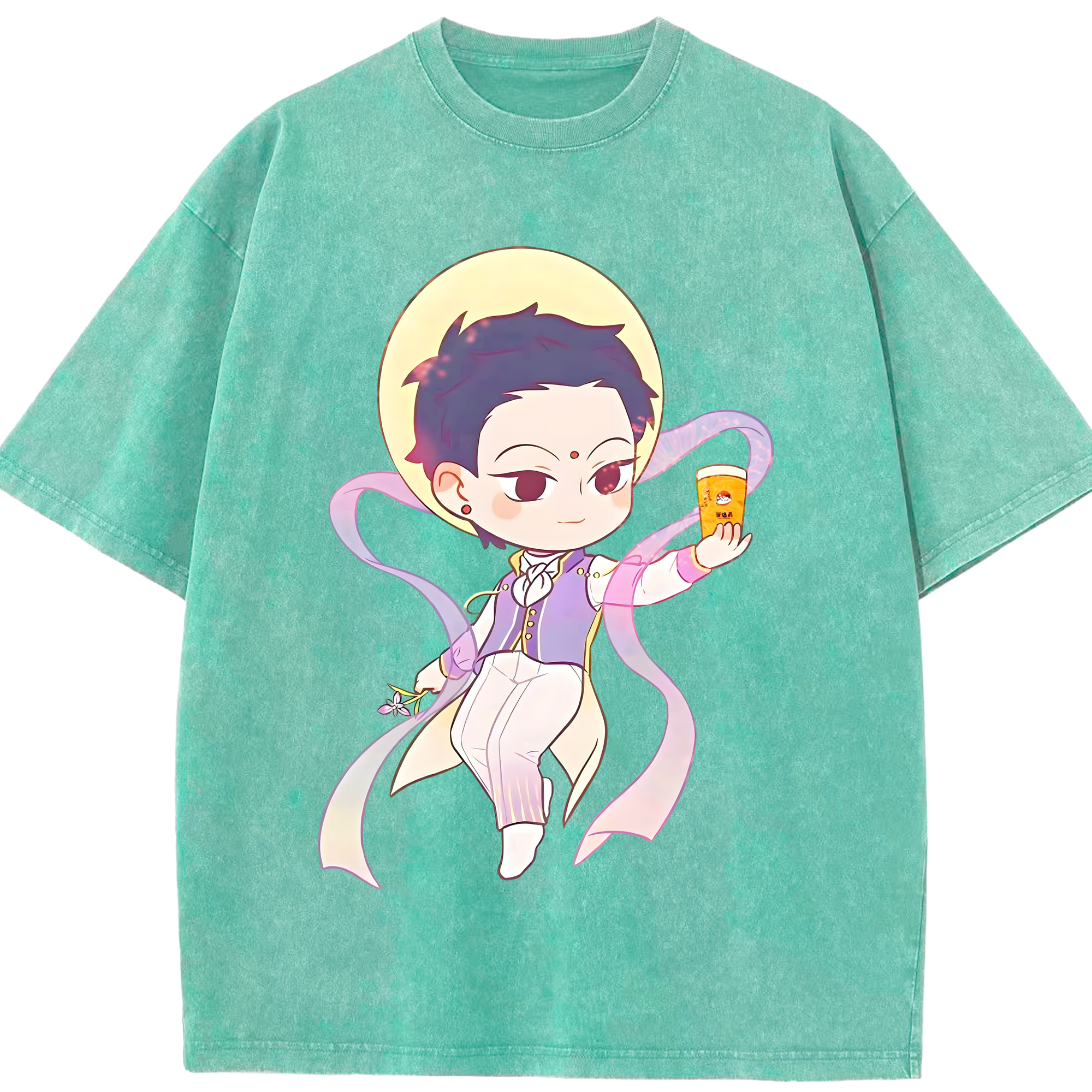 （画像用） Ne Zha 2 ナタ 魔童の大暴れ 綿100% ヴィンテージ風 半袖Tシャツ（フロントプリント）